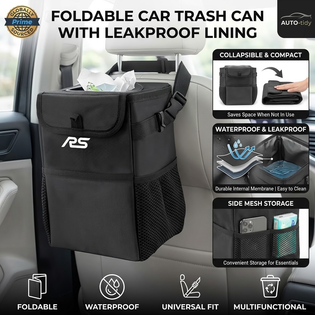 Waterproof Car Trash Can With Lid - 접이식, 휴대용, 누수 방지, 방수 기능이