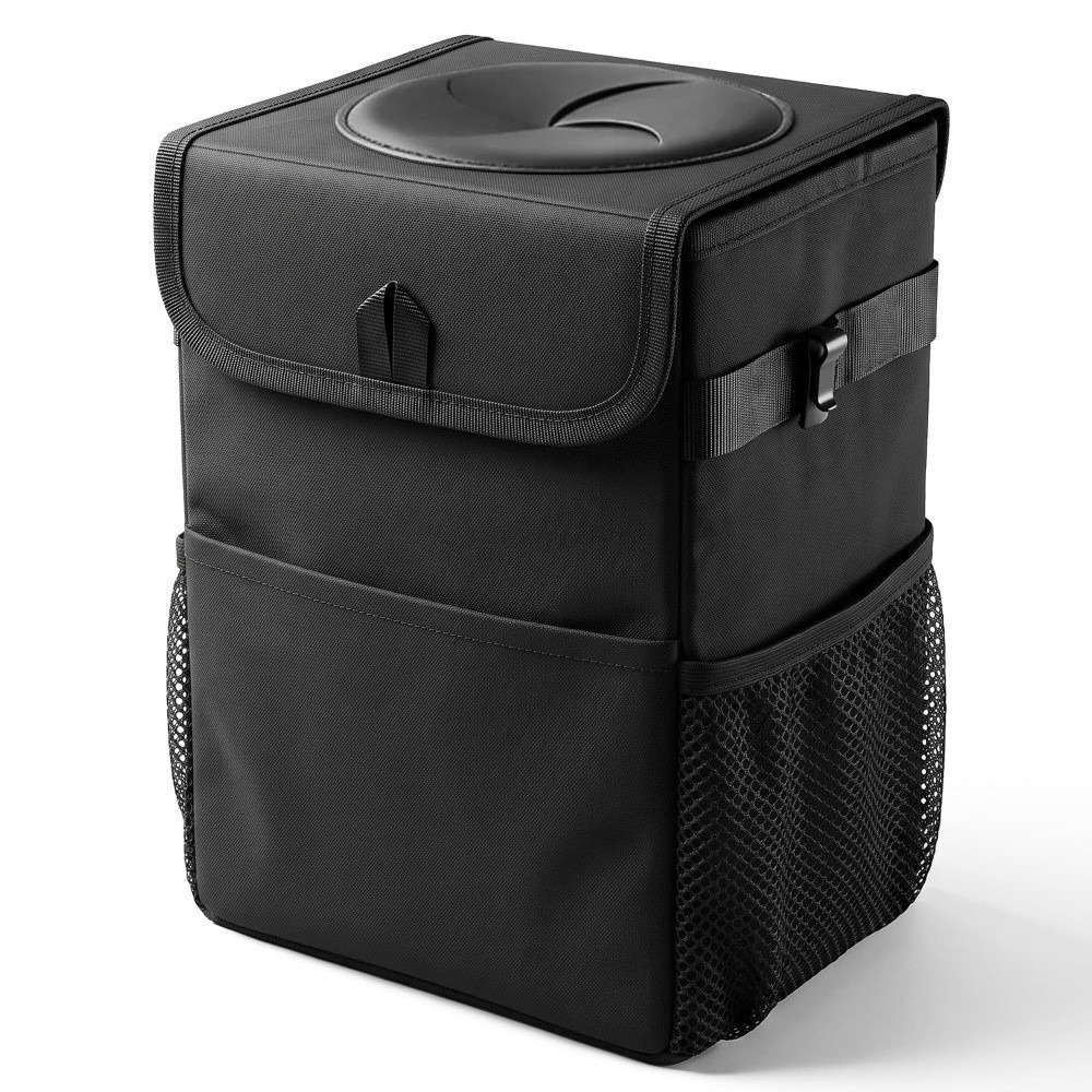 Waterproof Car Trash Can With Lid - 뚜껑이 달린 접이식 차량용 쓰레기통, 수납