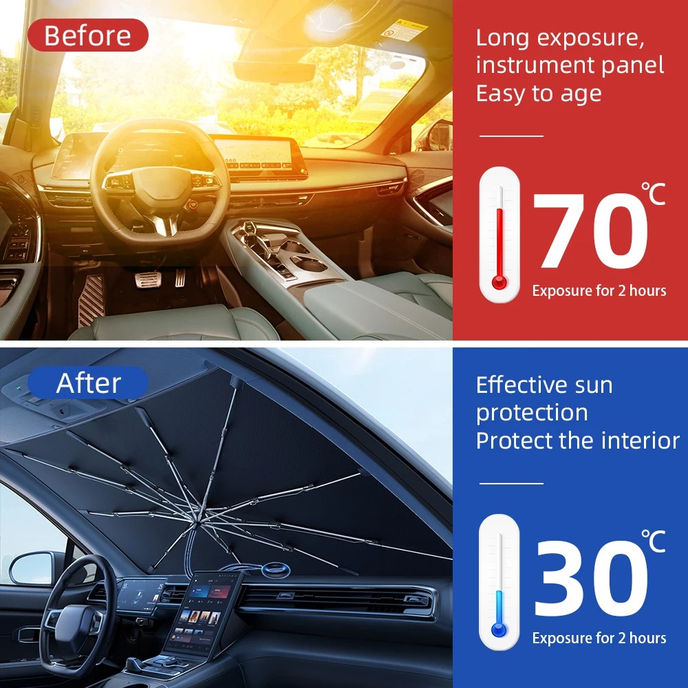 새로운 업그레이드 된 자동차 앞 유리 차양 안티 uv  - Car Sunshade Windshield Umbrella Foldable 리뷰 및 가격