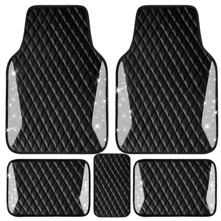 가죽 자동차 매트 샤이닝 다이아몬드 플로어 매트 크리스 - Car Floor Mats Universal Waterproof Leather 리뷰 및 가격