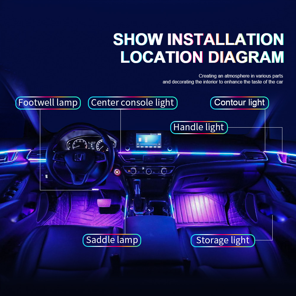 18 in 1 듀얼 존 심포니 스 트리머 자동차 주변  - Led Ambient Interior Car Lights App Control 리뷰 및 가격